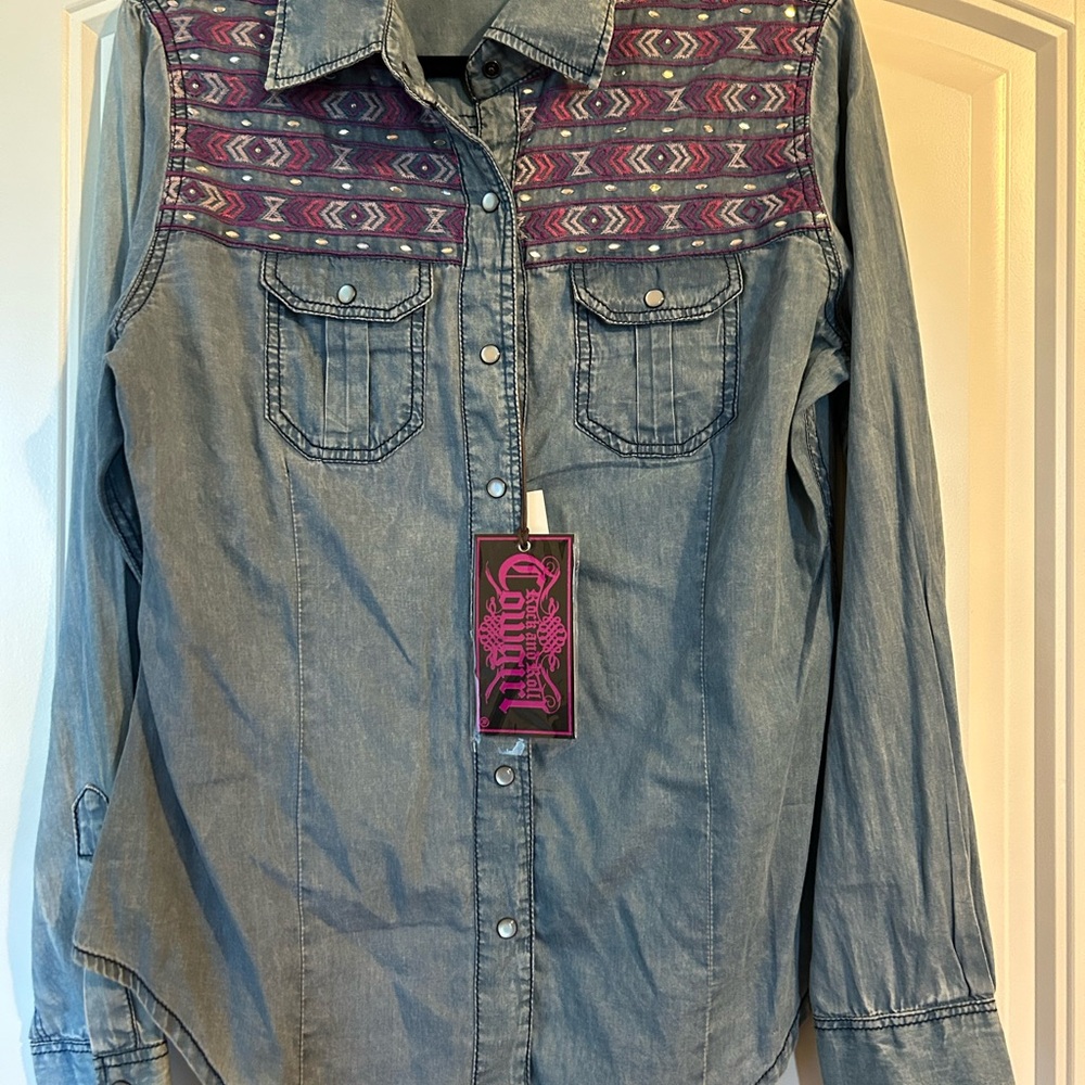 Rock & Roll Cowgirl Blue Snap down